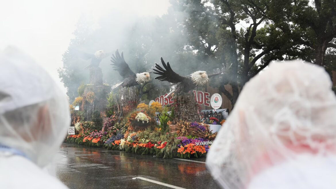 Rain soaks Rose Parade in California and snow squalls hit Midwest and Northeast on first day of 2026