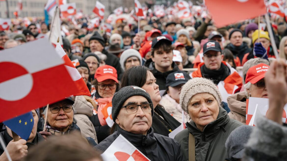 Pro-Greenland protesters mock Trump’s MAGA slogan with ‘Make America Go Away’ caps