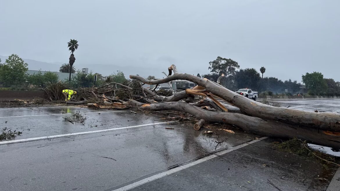 California walloped by winter storm with high winds and heavy rain and snow