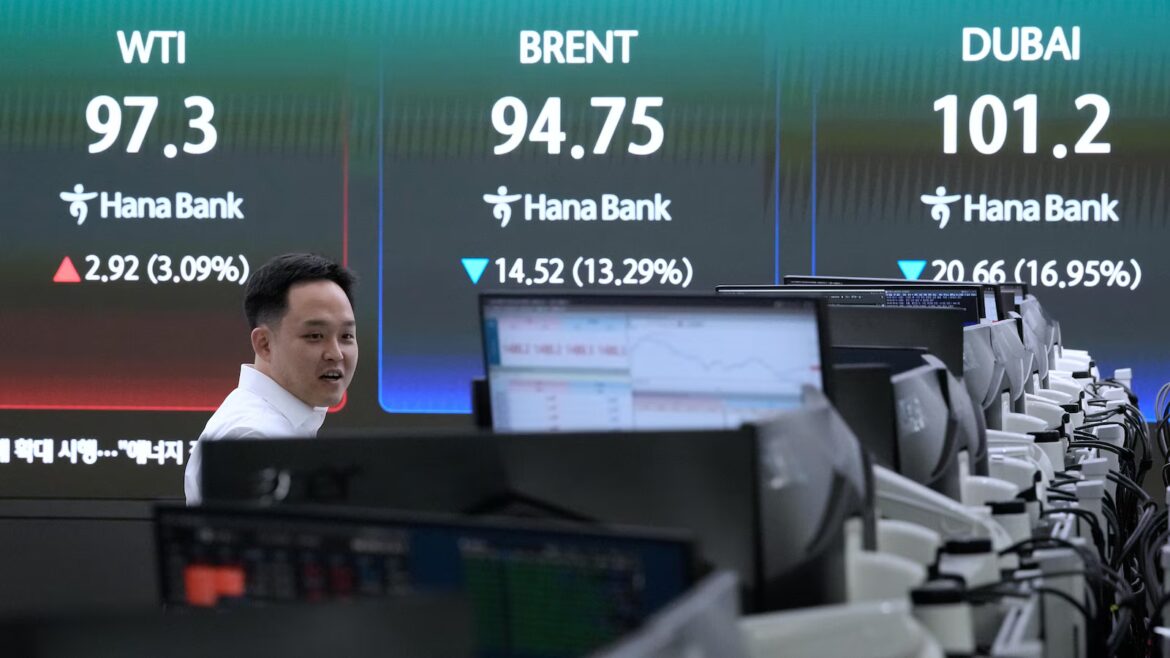 Oil prices rise again and world shares retreat on the fragile Iran ceasefire