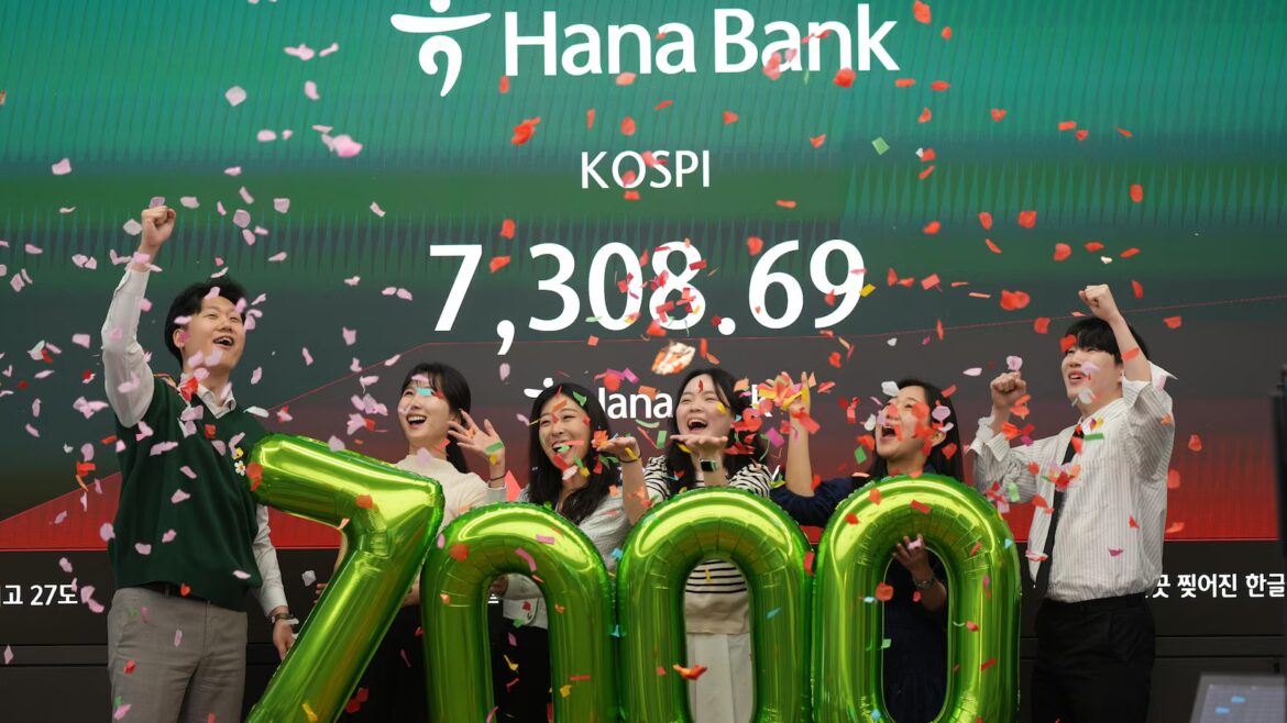 AI boom drives a rally in buying of tech shares, pushing South Korea’s Kospi to a record