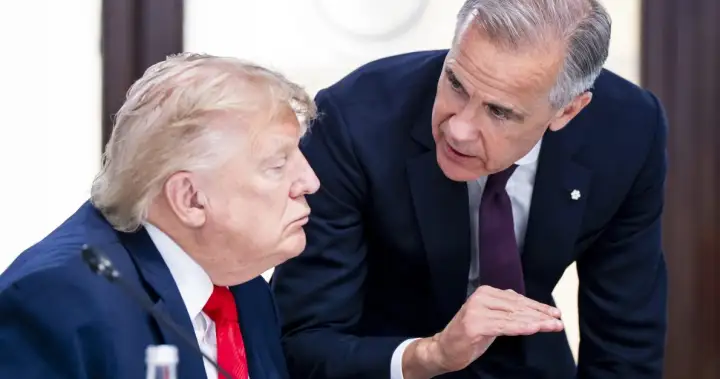 Carney caught on hot mic pitching Chinese EV import deal to Trump at G7 – National